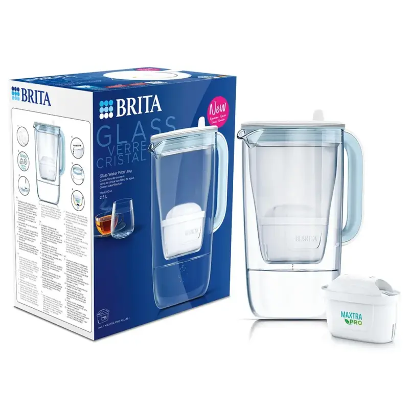 Express Levering BRITA Glazen Waterfilterkan 2.5L + MAXTRA PRO Waterfilter 1050449 (filtert PFAS)