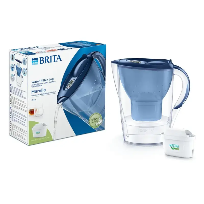Snelle Levering BRITA Marella Waterfilterkan 2.4L Blauw incl. MAXTRA PRO Waterfilter 1051119 (filtert PFAS)