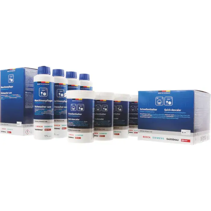 Set met ontkalker en onderhoudsmiddel voor vaatwasmachines- voldoende voor 1 jaar. 00312268 Premium