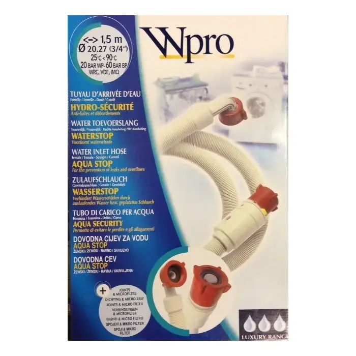 WPRO universele aanvoerslang met aquastop 1,5M - 007008 Weekendaanbieding