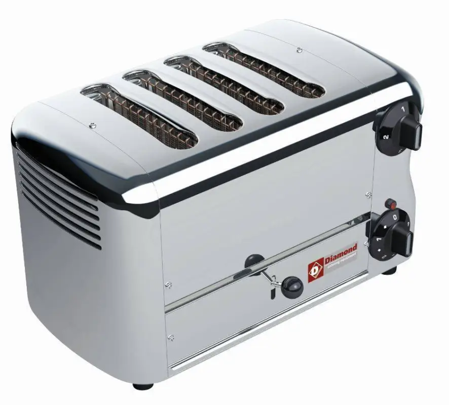 Direct Verzonden HorecaTraders 4 Sneden Toaster met timer en hoorbaar alarm