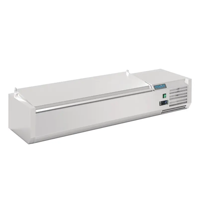 Beperkte Voorraad HorecaTraders Aanrecht voorbereidingskoelkast 5x GN 1/4 | RVS | 2–8 °C | 27x120x34 cm