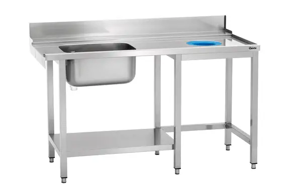 HorecaTraders Aanvoertafel | Wasbak en afvalgat | RVS | 150 x 73 x 90cm Gecertificeerd
