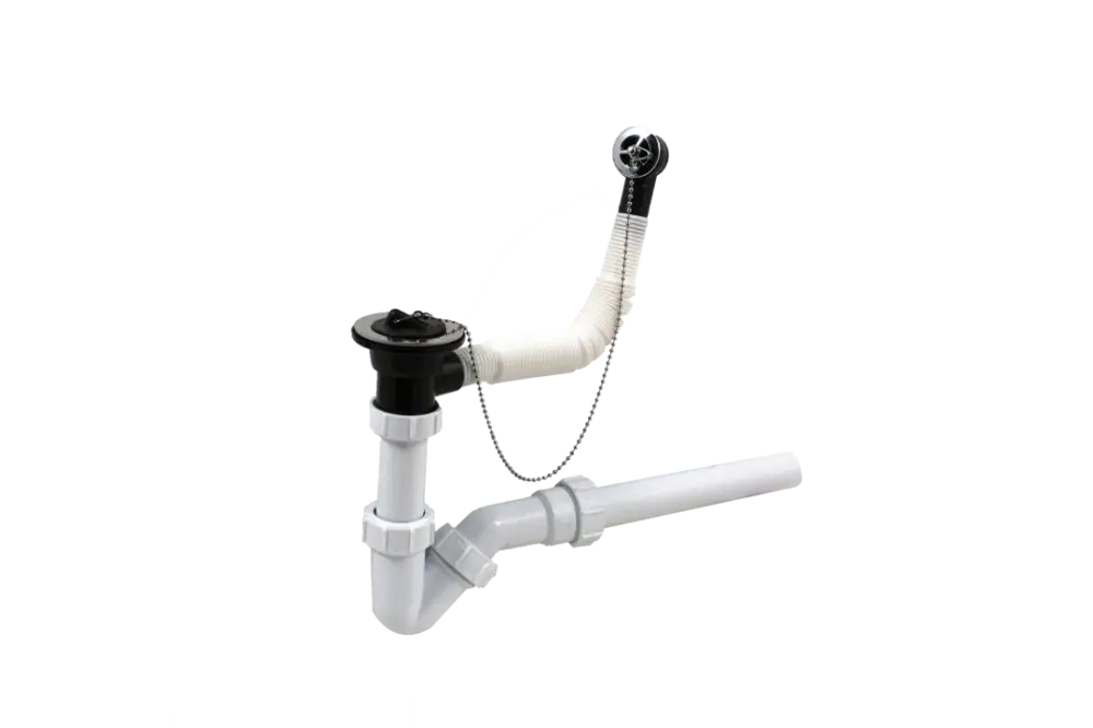 HorecaTraders Afvoerplug met overloop, stop, ketting en buissifon Flitsaanbieding