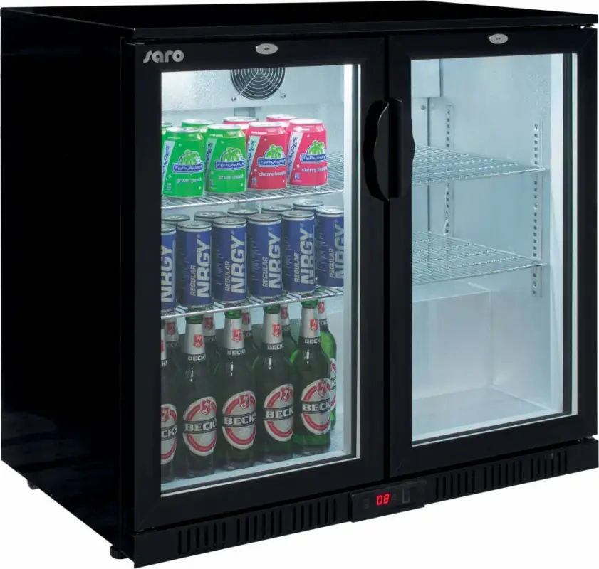 Beste Prijs Saro Backbar-koeler | Zwart | 2 glazen deuren | 208L