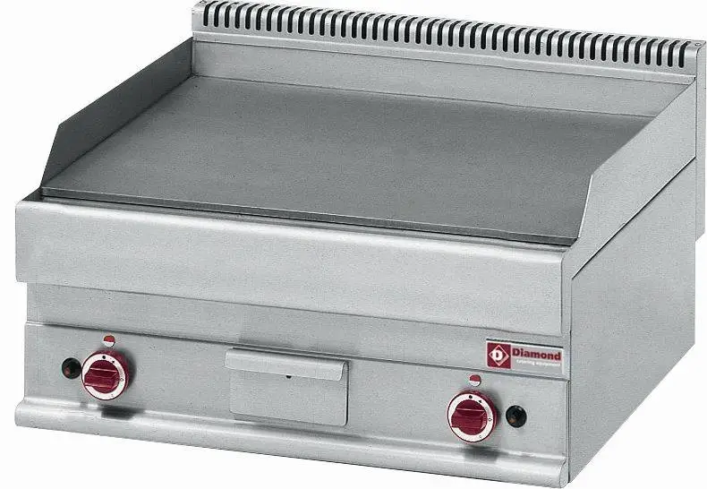 Koop Online HorecaTraders Bakplaat | RVS gas | 70x65xh28/38 cm