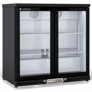Coreco Barkoeling | 2 Glazen Deuren | Zwart | 93x52x(h)85 cm Hoge Kwaliteit