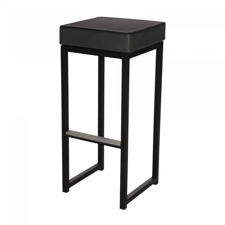 HorecaTraders Barkruk Kubo Bar | Staal/Kunstleder | Zwart | 2 stuks Lage Prijs