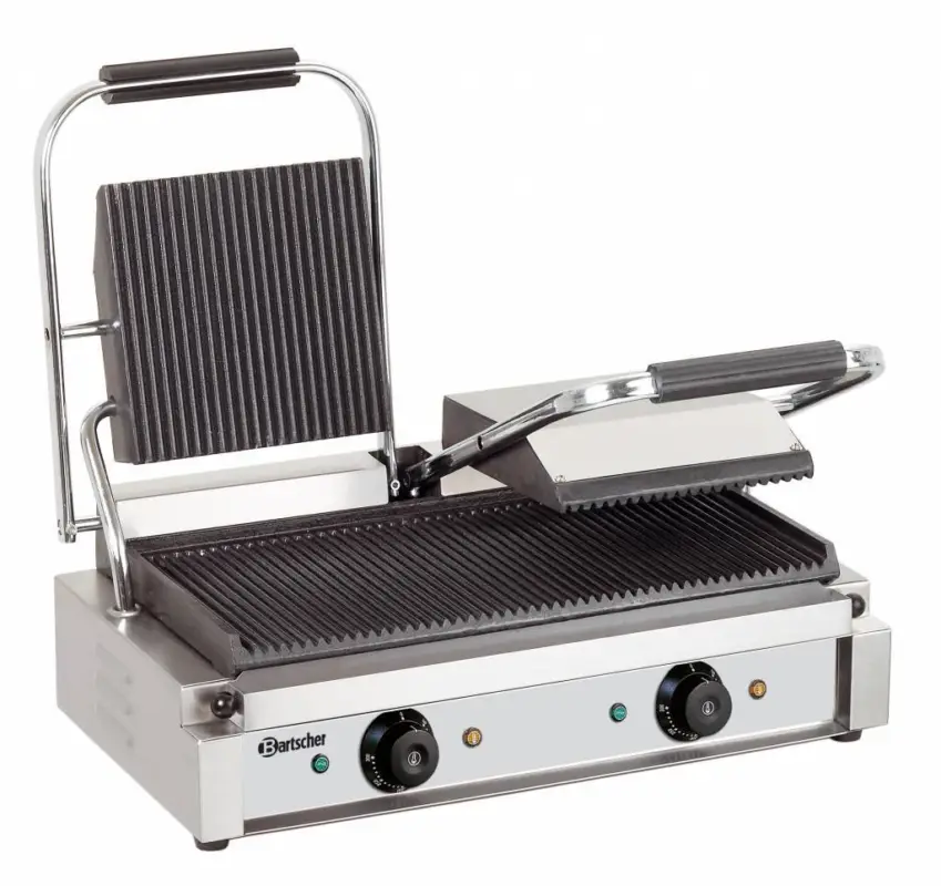 Koop Vandaag Bartscher Dubbele Contact Grill| Grillplaten Geribbeld