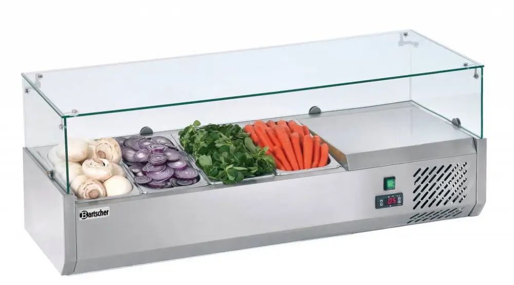 Bartscher Gekoelde opzetvitrine 4 x 1/3 GN - 150 mm hoogte Voordeelprijs