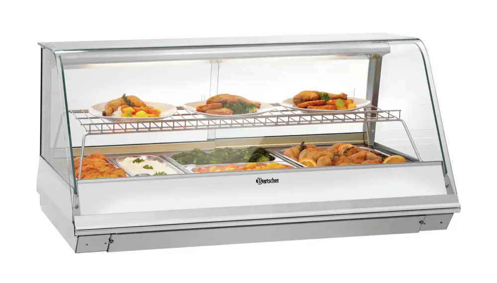 Hete Deal Bartscher Glazen warmhoudvitrine | 3/1 GN | RVS | +30/+110°C | 1095x785x560 mm