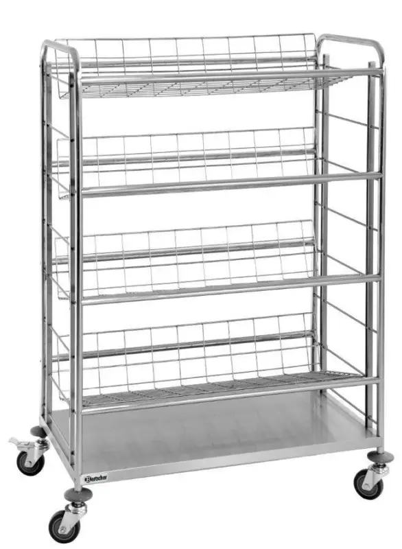 Bartscher Kratten Transportwagen | 4 Roosterschappen | 161(h)x108x57cm | Speciale Aanbieding
