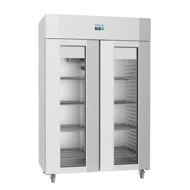 Polar Energiezuinige Dubbele Deur Staande Display Koelkast 1400L – RVS, -2°C tot +8°C, 374W, 215x140x81 cm Seizoensaanbieding