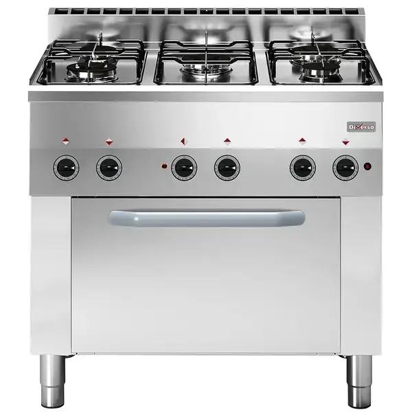 Diverso Fornuis + Heteluchtoven | Gas/Elektrisch | 5 Branders | Elektrische | 90x60x85(h)cm Alleen Vandaag