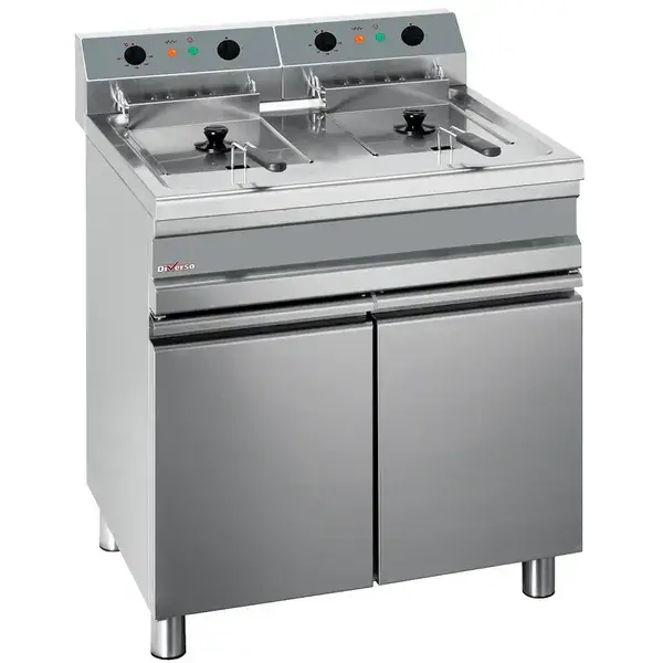 Meest Verkocht Diverso Friteuse | Elektrisch | 14+14L | 100°C/190°C | 18kW (2x 400V) | Aftapkranen | 75x65,5x84,5/98,5(h)cm