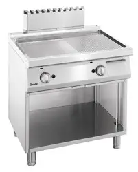 Bartscher Gas Bakplaat | Glad Geribbeld | 90x90x85cm Direct Verzonden