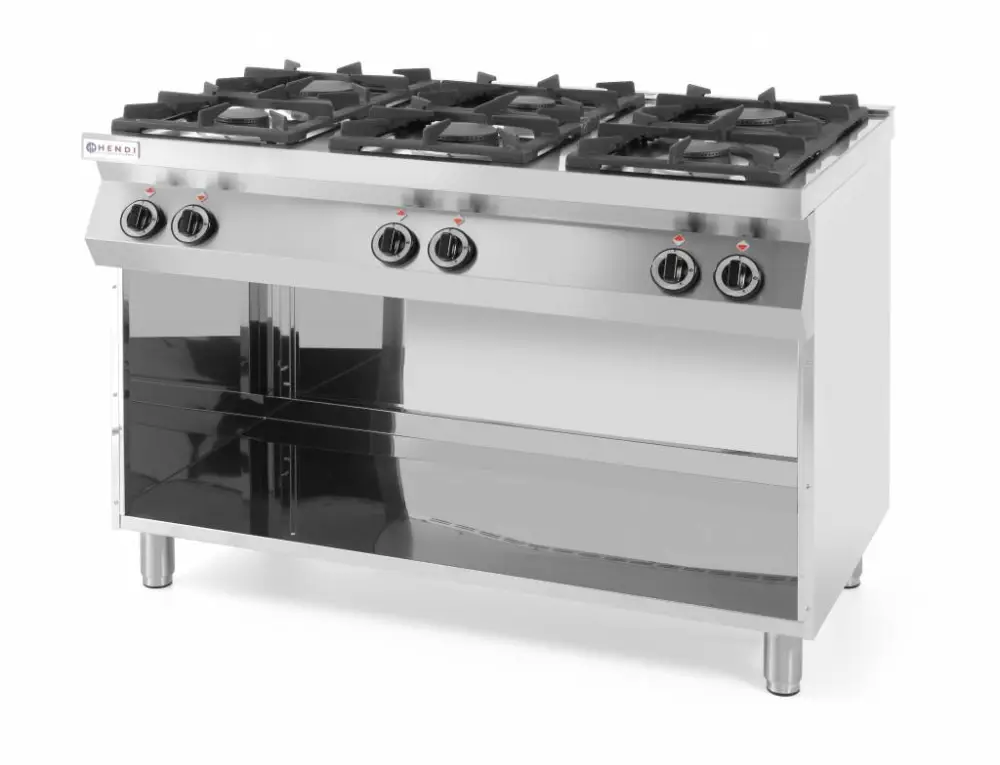 Hendi Gasfornuis Kitchen Line 6-Pits met Ombouw Weekendaanbieding