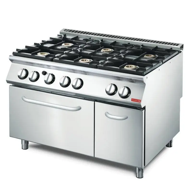Gastro-M gasfornuis met 6 branders en gasoven Must-Have