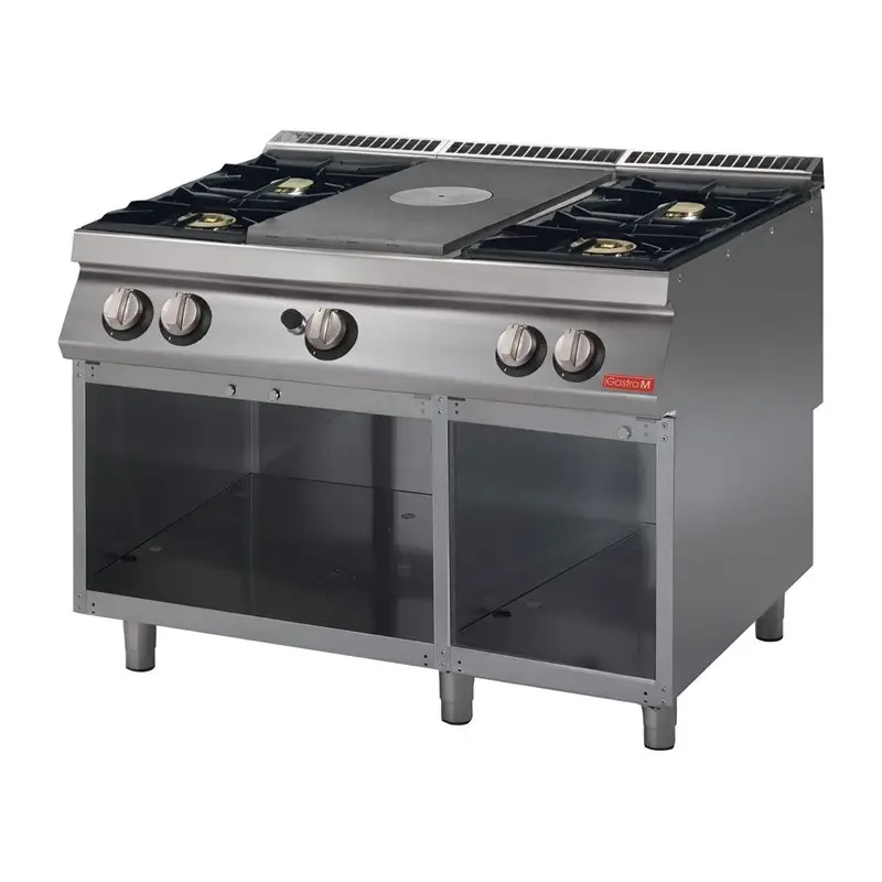Snelle Levering Gastro-M Professionele platenfornuis met gasoven | 4 Branders