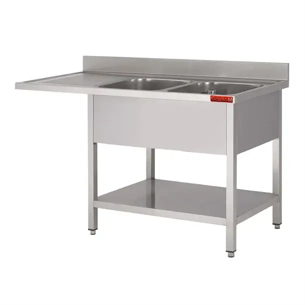 Betrouwbaar Gastro-M Gastro-M Spoeltafel met onderstel en onderblad 1600x 700x850 mm|2 dienbladen rechts 400x500x250