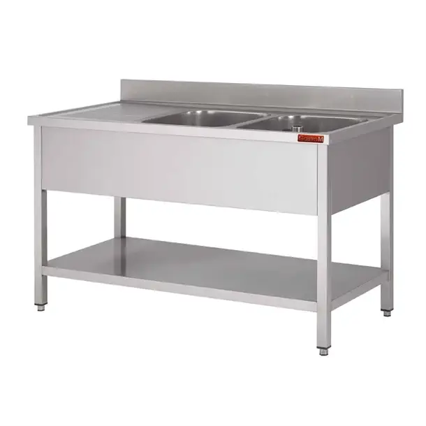 Dagaanbieding Gastro-M Gastro-M Spoeltafel met onderstel en onderblad |1600x 700x850 mm|2 bakken rechts 400x500x250