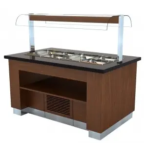 Voordeelprijs Combisteel Gekoeld buffet van wengéhout | Statisch gekoeld | 1/1