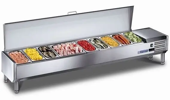 Aanbieding Afinox Gekoelde Opzetvitrine met RVS Deksel 10x 1/6 GN