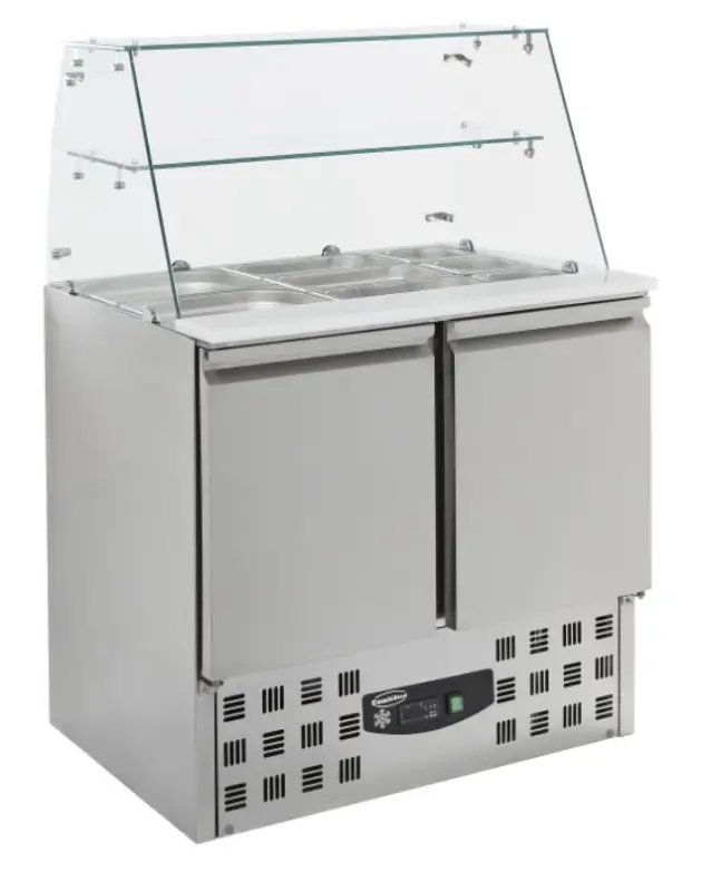 Fabrieksprijs Combisteel Gekoelde Saladette glasopstand | RVS |90x70x85/131(H) cm