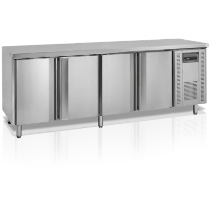 HorecaTraders RVS Gekoelde Werkbank | 4 deuren | 223x60x88(h)cm Fabrieksprijs