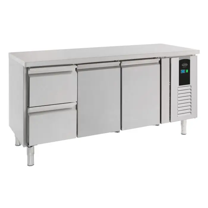 Combisteel koelwerkbank | 2 deuren 2 laden | 1360x700x860 | +2/+8°C | RVS | B label Must-Have