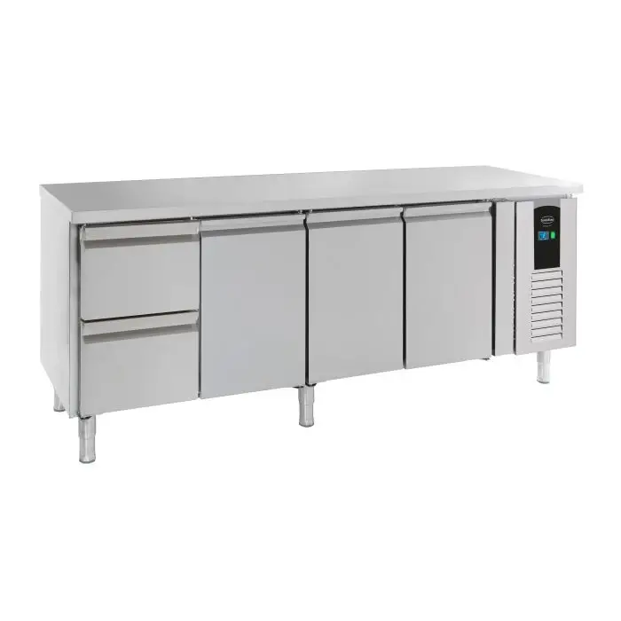 Express Levering Combisteel koelwerkbank| 3 deuren 2 laden | 2230x700x860 | RVS | +2/+8°C | B label