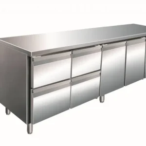Saro Koelwerkbank met 2 deuren en 4 lades | 223 x 70 x 89/95 cm Betaalbaar