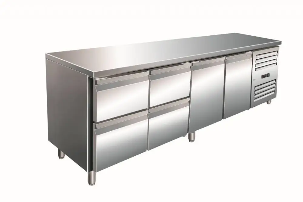 Saro Koelwerkbank met 2 deuren en 4 lades | 223 x 70 x 89/95 cm Betaalbaar