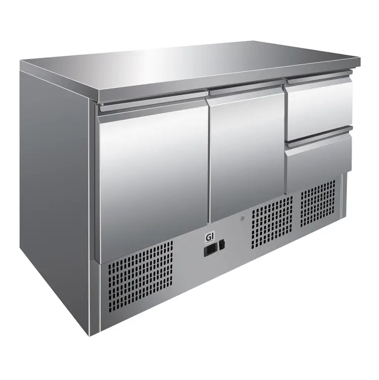 Gecertificeerd Gastro-M Koelwerkbank RVS | 2 deuren, 2 laden | geforceerd gekoeld