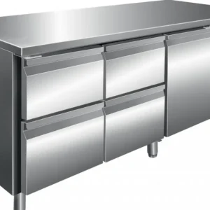 Saro Koelwerkbank RVS met 1 deur en 4 laden | 179,5 x 70 x 89/95 cm Aanbieding