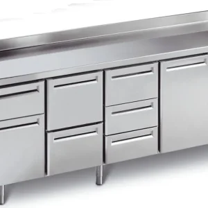 Finale Uitverkoop Afinox Koelwerkbank RVS met 4 automatische deuren | 230 x 70 x 86 cm