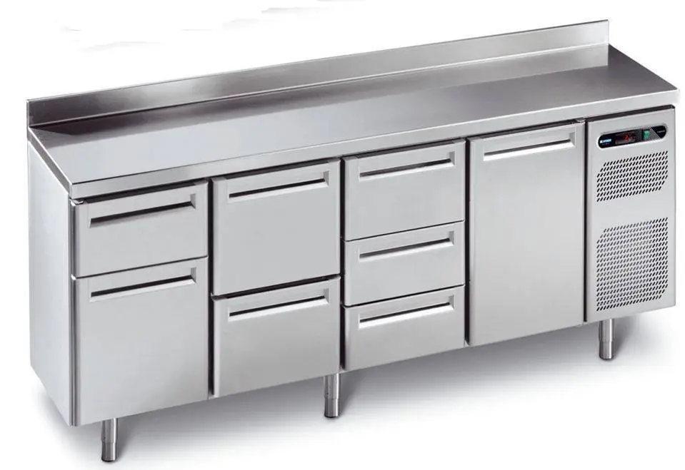 Finale Uitverkoop Afinox Koelwerkbank RVS met 4 automatische deuren | 230 x 70 x 86 cm