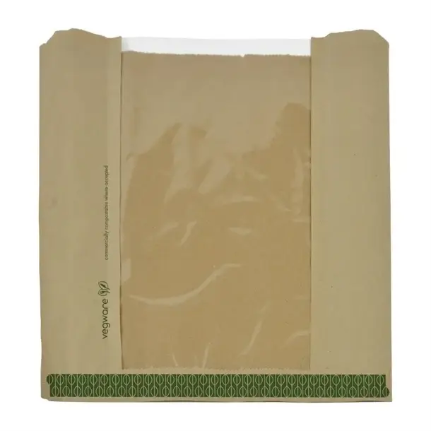 HorecaTraders Kraft Medium Sandwich/Cookie Bag met PLA-venster Korting