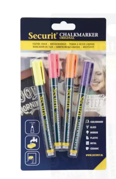 Securit Liquid chalkmarker tropical met 1-2mm | 4 stuks | 8,5(h) x 13(b) x 36(d)cm Laatste Kans