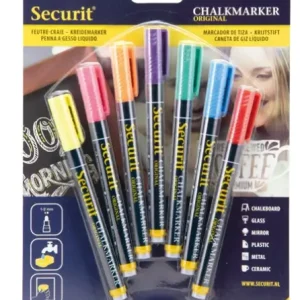 Direct Beschikbaar Securit Liquid krijtstift 1-2mm Penpunt | 7 Kleuren | 7 Stuks