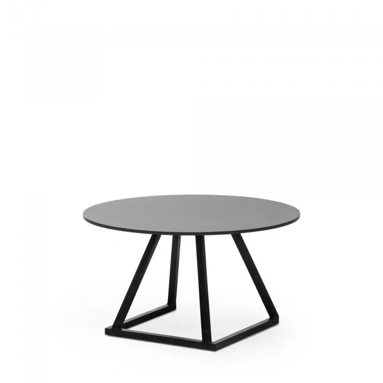 HorecaTraders Loungetafel Linea Rond | Aluminium/Volkern | Zwart | Ø80 x 35 cm Veilige Betaling