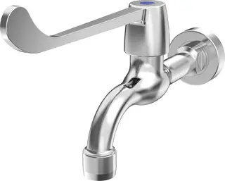 Beperkt Aanbod Intersan Tapkraan wandmontage 1/2" | Verchroomd | Straalbreker | Vaste uitloop 151 mm