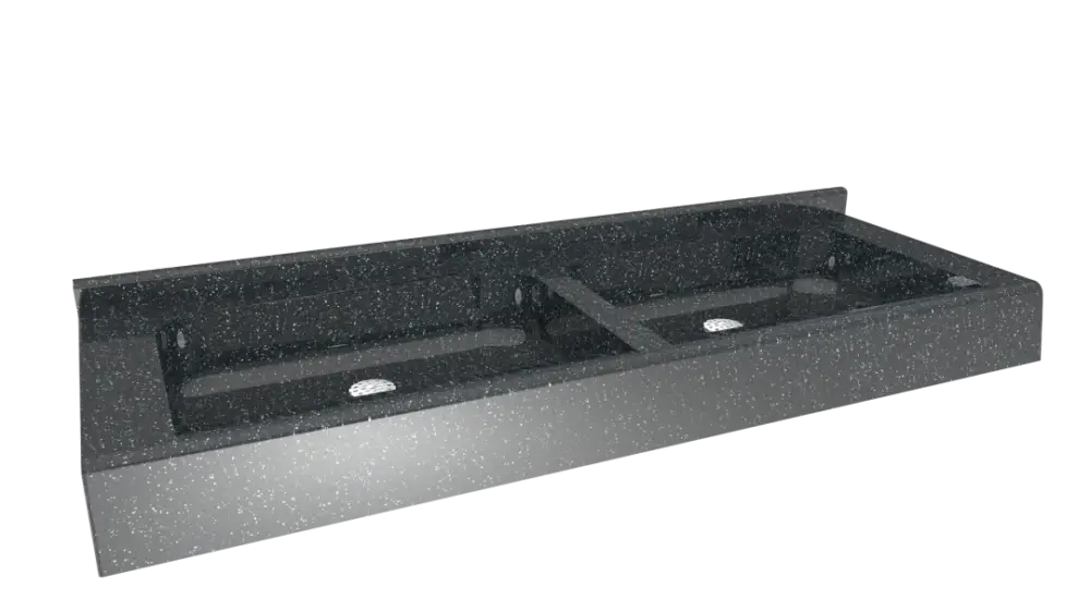 Uitverkoop HorecaTraders Meervoudige wastafel | polymeerbeton | 1400 x 510 x 180 mm | 10 kleuren