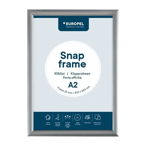 Europel Menu lijst A2 25mm Zilver Fabrieksprijs
