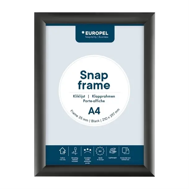 Europel Menu lijst A4 25mm Zwart Express Levering