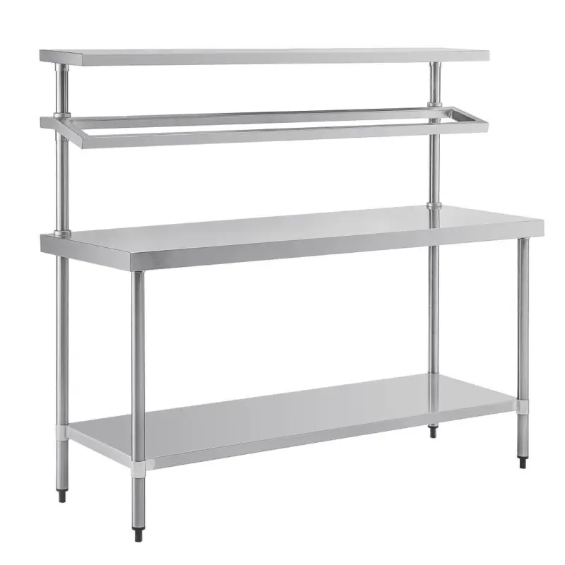 Gereduceerde Prijs VogueRVS werktafel met wandplanken groot |150(h) x 180(b) x 60(d)cm