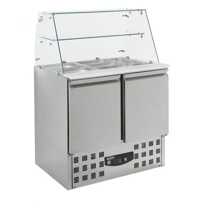 Ecofrost Saladette met Glazen Vitrine | RVS | 2 deurs Must-Have