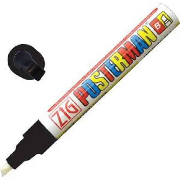 Direct Beschikbaar Securit Zig Posterman weerbestendige krijtstift | Zwart | 6mm