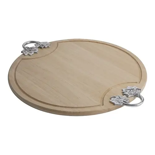 HorecaTraders Snijplank | Hout | Geul | Handgrepen | Ø52 cm Seizoensaanbieding