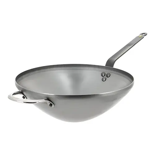 Voordeelprijs HorecaTraders Wokpan | Plaatstaal | 1,96 kg | 10 x Ø32 cm